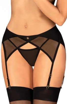 Elegant og stilren mesh hofteholder med enkelt snit og lille smykke i kanten på midten ved taljen