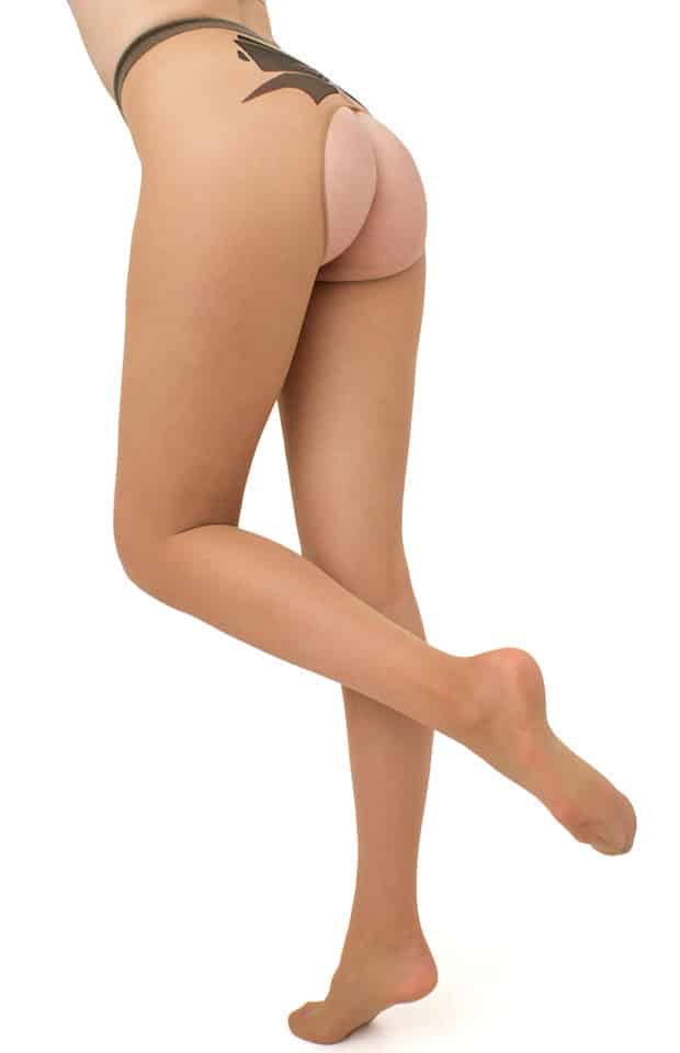 Forførende bundløse strømpebukser fra Giulia i 40 denier med sløjfedetalje bagpå.